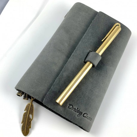 VINTAGE MIDI NOTEBOOK - GREY + DŁUGOPIS